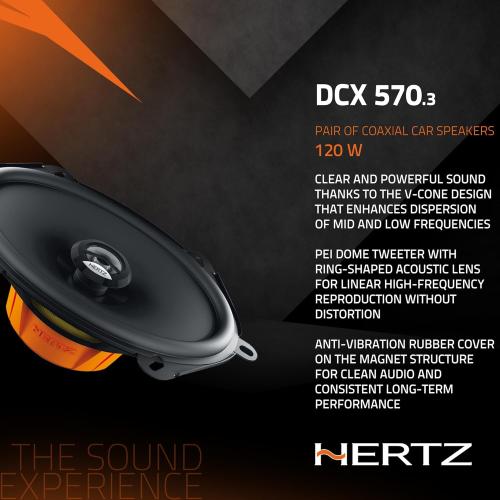 Black HERTZ Dieci Series DCX-5703 5x7 Two-Way Coaxial Speakers - Pair