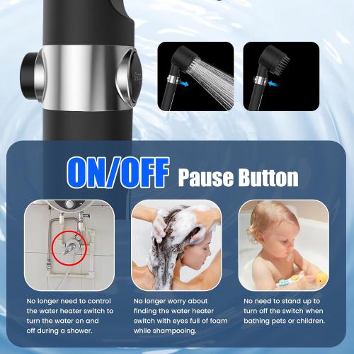 Color Black Filtered Shower Head with Handheld, High Pressure 3 Spray Mode Showerhead with 18 Stage Water Softener Filters for Hard Water - Remove Chlorine-BLACK