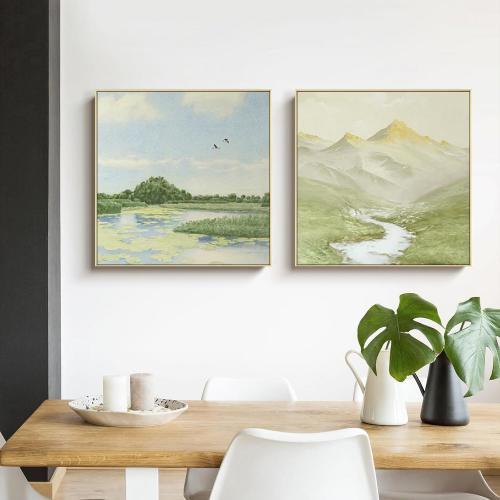 Floater Frame for 36x36 Canvas Paintings, DIY Metal Floating Frame with 1.5” Deep for Artists Designers Landscape Portrait Artwork, Modern Home Office Wall Decor (Gold)