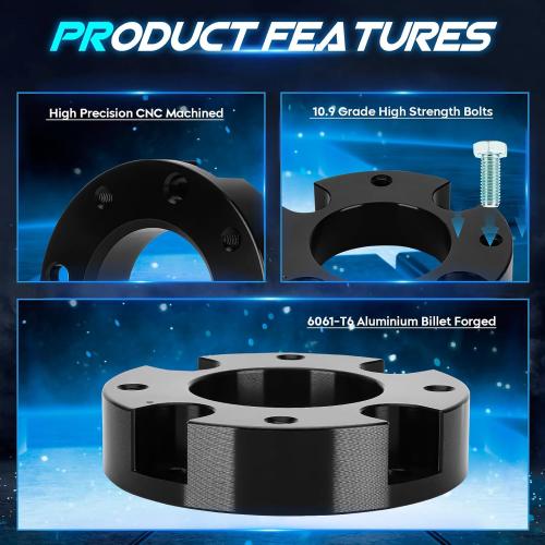 3 Front   2 Rear Leveling Lift Kit Compatible with 2007-2021 Tundra, 3in Front Strut Suspension Lift Spacers   2in Rear Lift Block Kit w/Extended U-Bolts, Set of 4