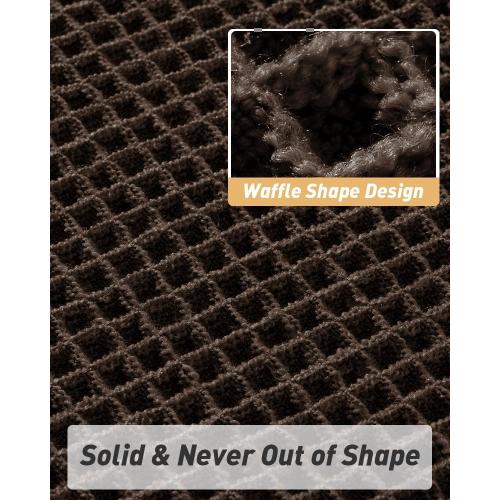 AMOAMI Upgraded Waffle Bath Mat, Super Absorbent Non Slip Bath Mats for Bathroom Floor, Washable Bathroom Rugs with Tassels, Rubber Backed Bathroom Mats, Ultra Soft, 17 x 24, Chocolate