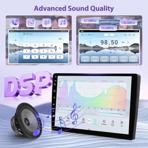 8-Core 4 64G Qualcomm Double Din Android Car Stereo Audio 10 Inch IPS Touchscreen with Wireless Carplay Android Auto 3D Car Model Bluetooth WIFI GPS DSP FM Radio Receiver SWC Backup Camera MIC
