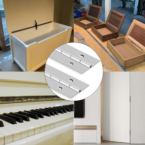 Piano Hinge 48 Inch Heavy Duty Stainless Steel Piano Hinge Continuous Hinge for Cabinet, Door, DIY Wood Boxes, 0.047 Leaf Thickness, 2 Open Width