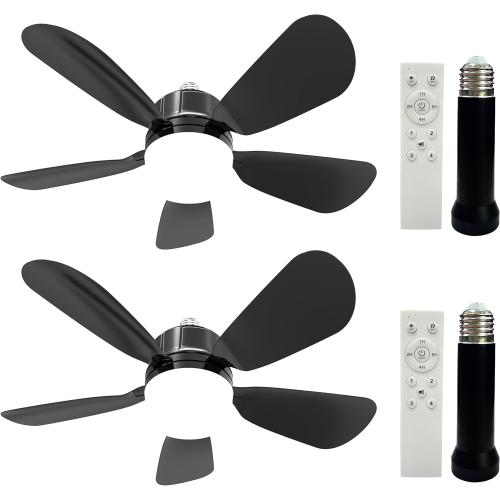 2Pack Socket Fan Light With Remote, Screwing Ceiling Fans with Dimmable Lights, 3 Colors 3000K-6500K,Ceiling Fan Light Kit Bulb for Bedroom Living Room Kitchen Garage Dinning Room