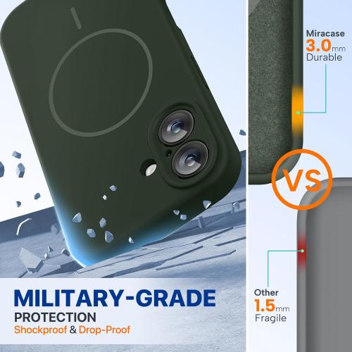 Miracase Silicone & Magnetic for iPhone 16 Case, Dark Green