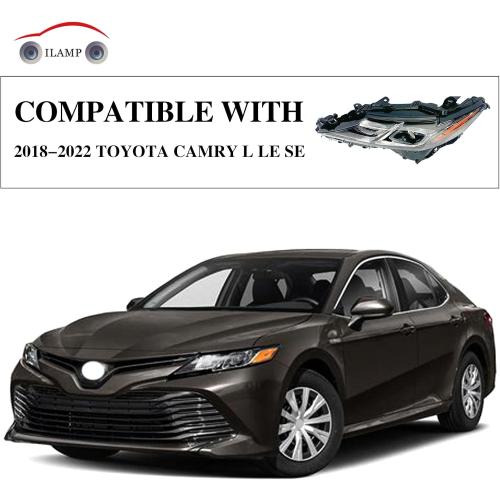 ILAMP Headlight Fit For 2018 2019 2020 Toyota Camry L/LE/SE Projector LED Headlamp (Left Driver) W/Clear Lens LH 81150-06C40 CM17A01-4L