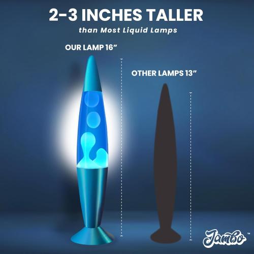 JAMBO 16 Beautiful Lamp- Blue with White/Blue Wax, Relaxing Liquid Light, Night Light Nightlight, Home Decor Living Room Office Bedroom Lamp for Adults Teens Kids, Magma Motion