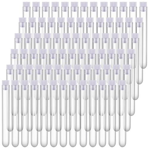 Xuhal 200 Pack Plastic Test Tubes 12 x 100mm 12 ml Lab Tubes Test for Scientific Themed Birthday Party Supplies (White Color)
