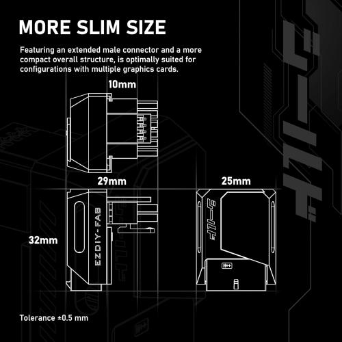 EZDIY-FAB PCIe 5.1 Adapter - 600W 12 4pin,16pin 12VHPWR GPU Power Connector,12V-2x6 GPU Adapter,90 Degree Right Angle - Compatible with RTX 3090Ti, 4070Ti, 4080, 4090 GPU - RVS Type, Black, 1 Pack