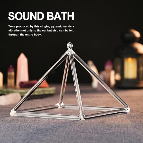 CVNC 12 Inch Quartz Crystal Singing Pyramid Healing Musical Instrument   Carry Case Bag Powerful Energy