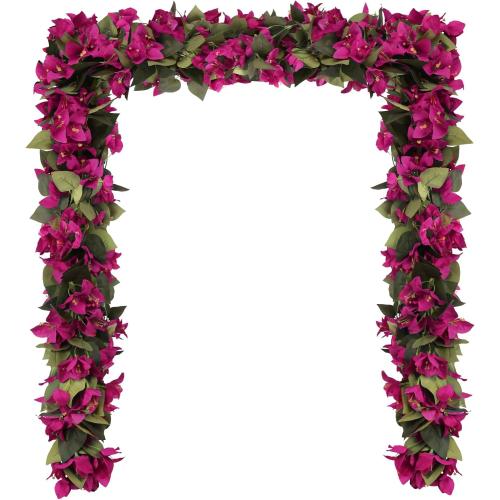 Artificial Bougainvillea Garland,4PCS 7.2ft/Piece Pink Flower Garland Faux Silk Bougainvillea Vines Artificial Decor for Wedding Arch Table Home Garden(Deep Pink)