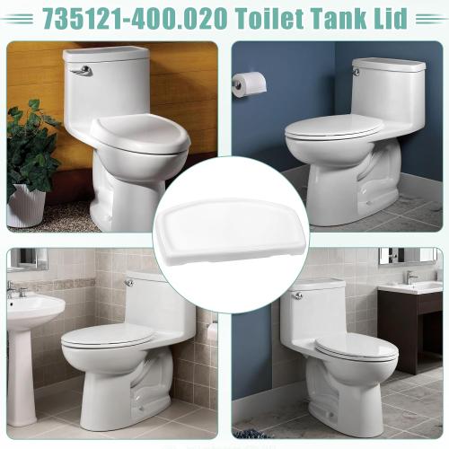 735121-400.020 Cadet 3 Porcelain Toilet Tank Lid, Compatible with standard 12 Inch Rough Tanks, White