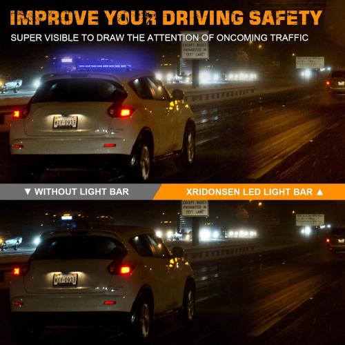 37 Inch 104 LED Roof Blue Emergency Lights Magnetic Strobe Lights | Top Double Side Traffic Advisor Warning Flashing Safety Light Bar w/ Controller for Vehicles Trucks