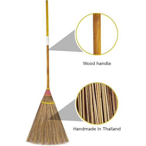 Size 61 inch Natural Coconut Leaf Broom - 61 Inch, Multi-Surface Outdoor Broom - Sweeps Snow & Wet Leaves - Sturdy Bamboo Handle - Asian Heavy Duty