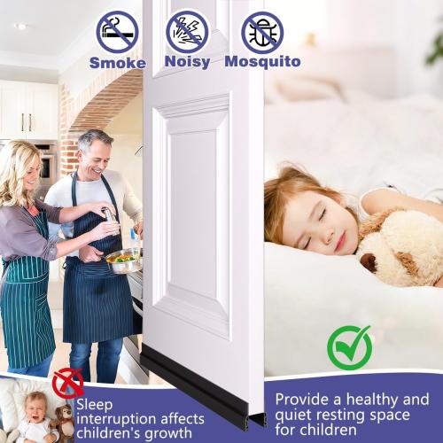 Door Draft Stopper,Adjustable Door Sweep for Bottom of Door,Silicone Weather Stripping Door Bottom Seal Blocker Air Noise,Under Door Gap Filler for Interior/Exterior Doors(Black, 39inch)