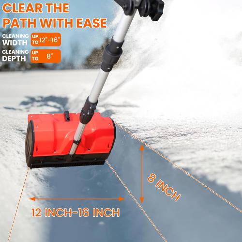 Cordless Snow Shovel 13, 48V 600W, 2×4.0Ah Batteries & Quick Charger, 12 Width 8 Depth, 25FT Throw Electric Snow Blower with Directional Plate & Adjustable Handle for Driveways & Sidewalks(Red)