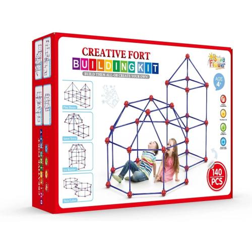 Fort Building Kit for Kids,STEM Construction Toys, Christmas & Birthday Gift for 4 5 6 7 8 9 10 11 12 Years Old Boys and Girls,Ultimate Creative Set for Indoor & Outdoors Activity,140 Pcs,Original