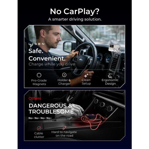 LISEN for Qi2.2 25W MagSafe Car Mount Charger, [Stable & Fast Charging] Magnetic Wireless Car Charger, Car Phone Holder Charger Car Accessories Fits iPhone 17 Pro Max Air 16/15/14/13/ Galaxy S26 Ultra