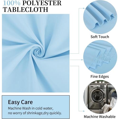 Light Blue Round Polyester Tablecloths