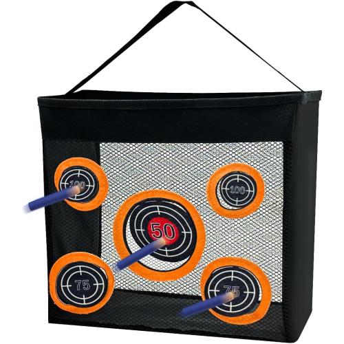 Shooting Practice Target Toy Storage Mesh Bag Compatible with Nerf Darts, Portable & Foldable Dart Zone for Kids Boys Girls 6