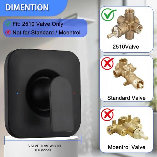 Shower Handle Replacement for Moen T2471BL Genta LX Posi-Temp Valve Trim Kit, Fits 2510 2520 2570 2590 Valves, Matte Black Shower Trim Kit Shower Lever Handle (Valve Not Included)