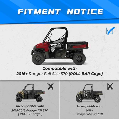 KEMIMOTO 570 Full Size Roof Plastic Hard Sport Roof, 2-Piece Combination Top Compatible with 2016-2025 Polaris Ranger 570 Full-Size Accessories