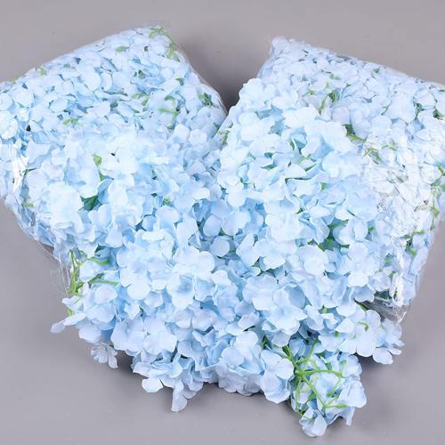 FagusHome Silk Hydrangea Heads 36 Pcs Artificial Flowers Heads and 3 Dozens Stems Fake Hydrangea Flowers with Stems for Home Wedding Decor (Light Blue)