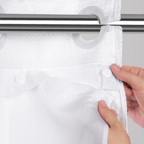 Hookless It's A Snap! Polyester Fabric Snap-In Replacement Shower Curtain Liner for Hookless Curtain with Sheer Window, 70 x 54, Water-Repellent, Easy Install, White