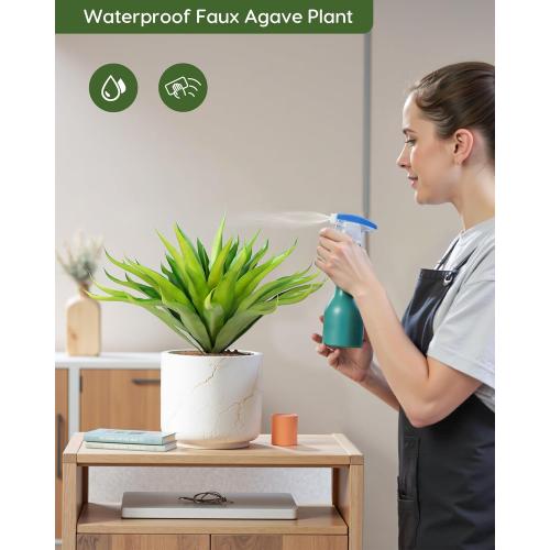 Velener Outdoor Fake Agave Artificial Plant, Unpotted Fake Plant for Room Decor, UV Resistant Faux Agave Plant for Outdoor/Indoor Decor, 22 inches, 2 Pack(43 Leaves)