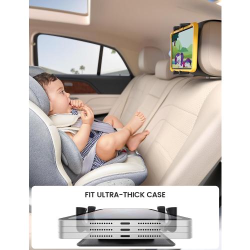 Lamicall Tablet Holder for Car Headrest - [Thick Case Friendly] [360° Rotation] Car Tablet Mount for Backseat, Road Trip Essentials for Kids, for iPad Pro, Air, Mini, Galaxy, Fire HD, 6.1-13 Tablets
