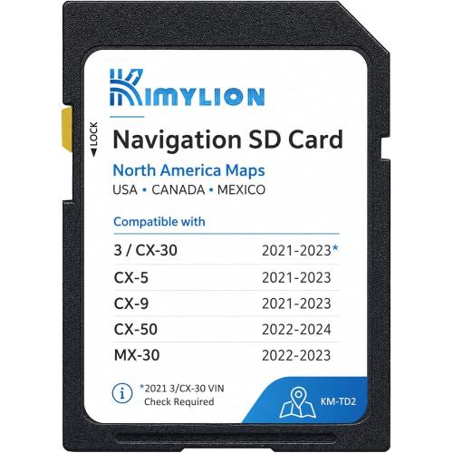 Navigation SD Card TD2K66EZ1B for 2021-2023 Mazda 3 CX-30 CX-5 CX-9, 2022-2024 CX-50, 2022-2023 MX-30, Offline GPS Maps USA/CAN/MEX, Plug & Play, HUD & Speed Limit Display Support
