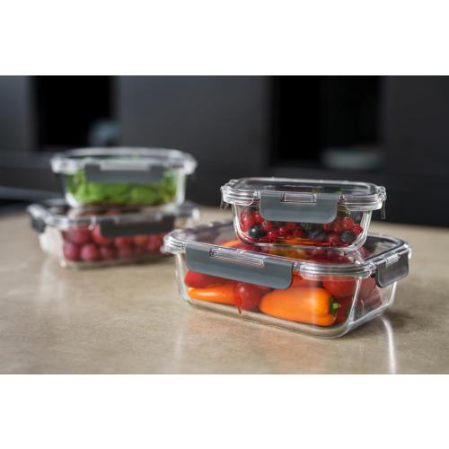 Zyliss Glass Container, Shatterproof Glass, Airtight Food Storage Box with Sealable Lid, Microwave Safe, BPA Free Lid, Freezer Safe, Fridge Storage, Food Container, 6.3in x 4.7in x 2, 12.5oz