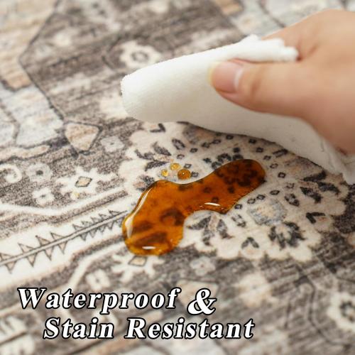RUUGME Washable 12x18 Area Rug - Large Vintage Rugs with Non Slip Backing Ultra-Soft Stain Resistant Carpet for Bedroom Dining Room Indoor Low Pile Carpets Home Decor Mat 12x18 Beige