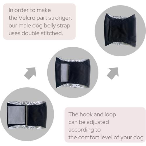 1 Pack 3 Reusable Dog Diapers Washable Male Belly Bands for Dogs, High Absorbing Male Dog Doggie Puppy Wraps
