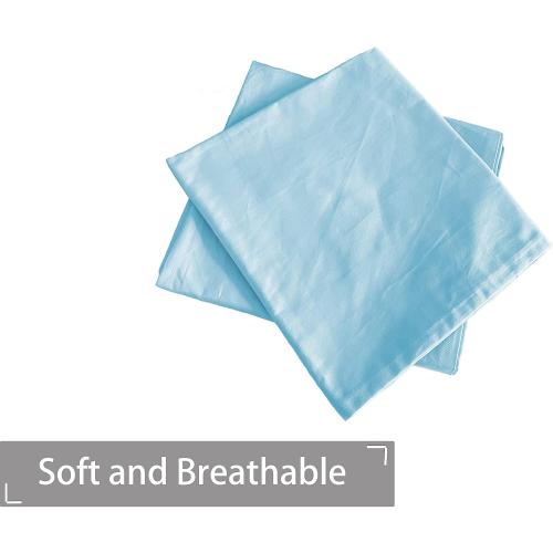 iMaylex Soft 100% Egyptian Cotton Zipper Closure Pillowcases, Cozy and Lightweight Pillow Case, Set of 2, Light Blue, Queen, 20 x 30