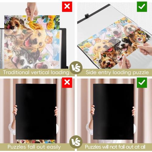 Color Black YMNLWZ Puzzle Storage Folder for 1000-Pieces, Keeping Large Capacity Jigsaw Puzzles, Space-Saving Organizer Accessory, Portable keeper with 20 Pockets, Dustproof & Protective Puzzles Accessory