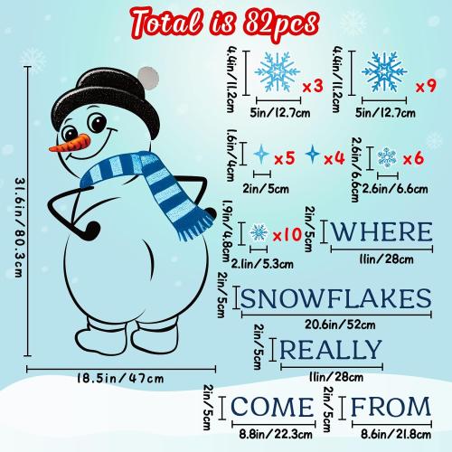 82PCS Christmas Garage Door Decorations Magnets - Snowman Snowflake Xmas Holiday Refrigerator Fridge Kitchen Decor