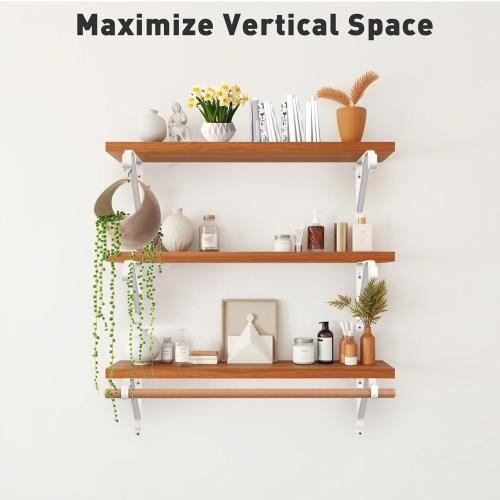 Closet Rod Bracket Heavy Duty Total Up to 300 lbs (6-Pack)- Wall Mounted Shelf Supports for Closet, Garage, Laundry, Rust-Proof Metal with Screws & Anchors, White