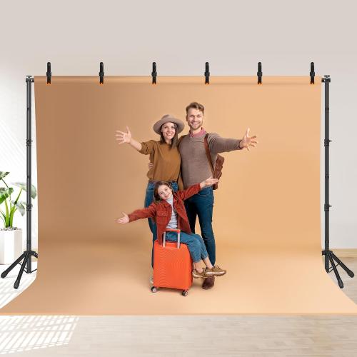 Color Black JSungo Backdrop Stand, Adjustable 10x7.5 FT Background Stand Backdrop for Parties, Photo Video Studio, Portable Photography Backdrop Stand with Carrying Bag, 6 Backdrop Clamps, and 2 Stand Bags