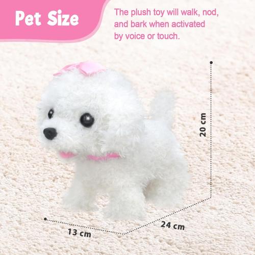 YH YUHUNG Walking and Barking Dog Toys for Kids with Remote Control Leash, Plush Electronic Pets Puppy Interactive Dog That Walk, Bark, Head Nod, Wags Tail(White)