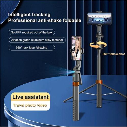 Auto Face Tracking Phone Holder, 360° Rotation Phone Tripod with Wireless Remote and Phone Holder, Selfie Stick Tripod for iPhone、Android Phone, Applied to YouTube, Vlog/TIK Tok