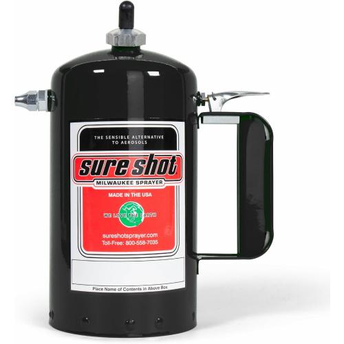 SURE SHOT A1000B 1-Quart Non Aerosol Sprayer - Refillable Pressurized Sprayer Can for Oil, Solvent, Degreasers, Lubricants - Rechargeable Steel Canister with Brass Nozzles - Made in The USA - 32oz.