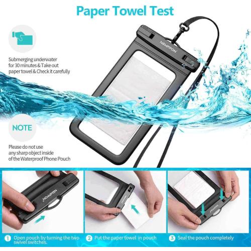 3 Pack 8.5“ Waterproof Cell Phone Pouch - Underwater Dry Bag Case Lanyard - Water Proof Clear Holder Protector for iPhone 16 15 14 Pro Max Plus Samsung Galaxy S25 Ultra Note for Beach Swimming