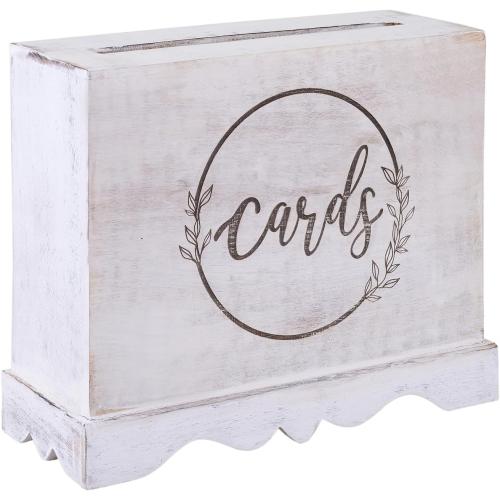 Wedding Card Box with Card Slit and Lock 12X10X4.5- Gift Wishing Well Card Box for Weddings, Receptions, Birthdays, Graduations, Baby Showers, Honeymoon Funds KHNDCNC (White)