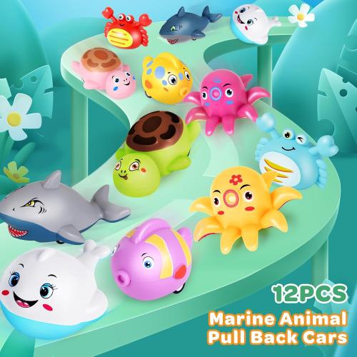 12 Pcs Pull Back Cars for Toddlers 1-3, Animal Pull Back Racing Cars, Bulk Mini Car Toys fors Boys Girls , Party Favors Treasure Box Toys Small Cars Bulk Prizes Easter Basket Stuffers Gift for Kids