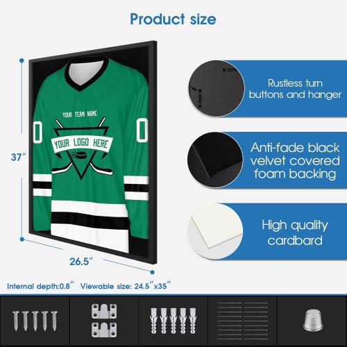 Size 26x37 XL Large Color Black Shadow Box Frame, Jersey Frame Display Case with Grade A Natural Pine Wood Acrylic Front Jersey Frame for Hockey Soccer Basketball Football Uniform Shirts, Black