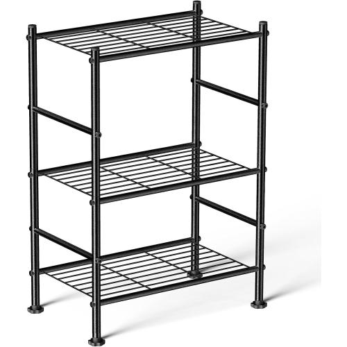 Abiglifty Storage Shelves, 3-Tier Metal Shelving, Wire Shelving with Adjustable Leveling Feet, Shelf Organizer for Bathroom, Closet, Garage
