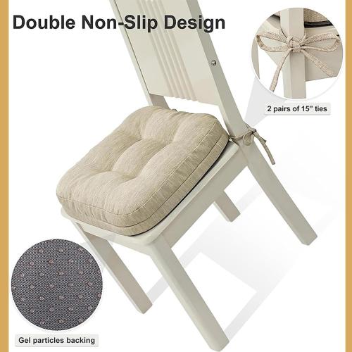 Set of 2 Seat Cushions for Dining, Tufted Indoor Chairs Pads with Ties & Non Slip Backing, Chair Cushion for Kitchen Room(8,2pcs:35x35cm)‼️light dirt and good condition‼️