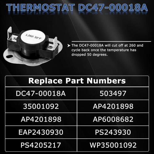 【5000  Cycle Life】DC47-00019A Heating Element for SAMSUNG Dryer DV42H5000EW/A3 DV45H7000EW/A2 DV40J3000EW/A2 DVE50R5400V/A3 DV42H5200EP/A3 DVE50R5200W/A3 DVE50M7450W/A3 3 DV210AEW/XAA by TOMOON