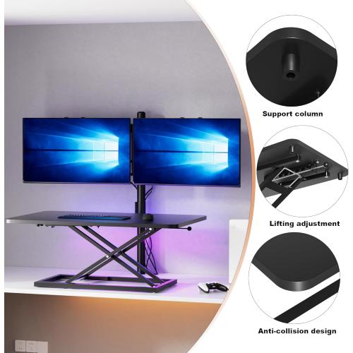 Decoholic Black Small Single 32 inch Scissors Lift Keyboard and Mouse Riser ,Height Adjustable Standing Desk Converter,for Ergonomic Sit Stand Workstations (32 inch)